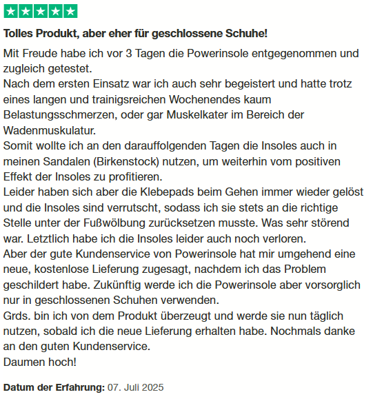 Trustpilot-Bewertung mit 5 Sternen: Tolles Produkt und guter Kundenservice