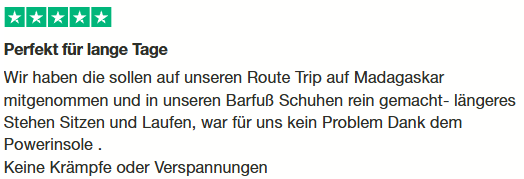 Trustpilot-Bewertung mit 5 Sternen: Perfekt für lange Tage – keine Krämpfe oder Verspannungen