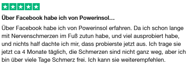 Trustpilot-Bewertung mit 5 Sternen: über viele Tage schmerzfrei, kann sie weiterempfehlen